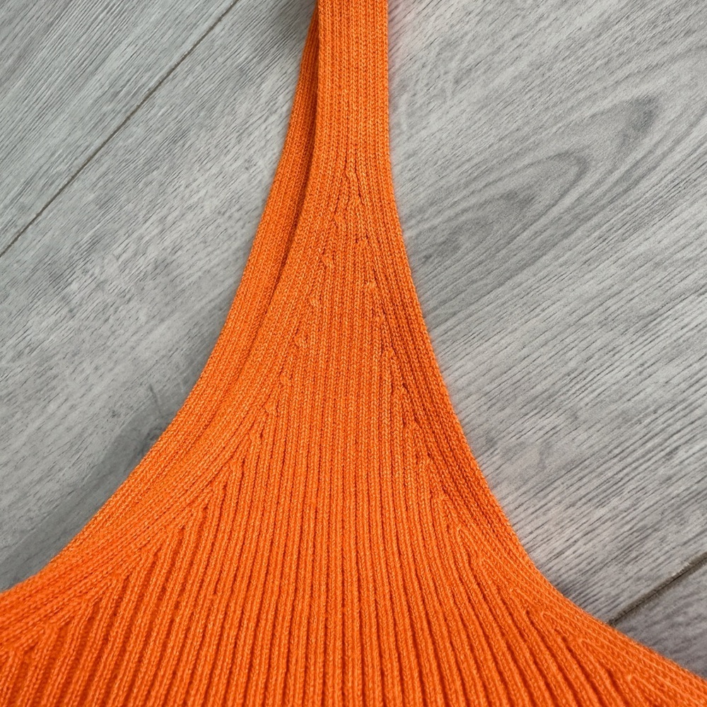 Mango Orange Ribbed V-Neck Tank Top - Picture 5 of 9